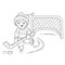 Coloring Page Outline Of cartoon boy playing hockey.