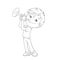 Coloring Page Outline Of cartoon Boy playing the trumpet