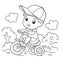 Coloring Page Outline Of a cartoon boy riding a Bicycle or bike. Coloring book for kids