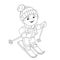 Coloring Page Outline Of cartoon boy riding on skis