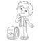 Coloring Page Outline Of cartoon boy with satchel. Little student or schooler. School. Coloring book for kids