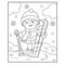 Coloring Page Outline Of cartoon boy with skis. Winter sports. C