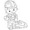 Coloring Page Outline of cartoon builder with shovel. Profession. Coloring book for kids