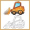 Coloring Page Outline Of cartoon bulldozer. Construction vehicles. Coloring book for kids