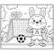 Coloring Page Outline Of cartoon bunny or hare playing  soccer. Football game. Coloring Book for kids