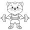 Coloring Page Outline Of cartoon cat athlete with barbell. Sports exercise. Coloring Book for kids