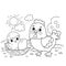 Coloring Page Outline of cartoon chicken or hen with newborn chick. Nest with egg. Coloring book for kids