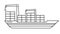 Coloring page outline of cartoon container ship. Vector image on white background. Coloring book of transport for kids