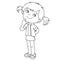 Coloring Page Outline Of cartoon curious girl. Young teenager. Coloring book for kids