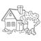 Coloring Page Outline Of cartoon cute village home. Country house. Summer cottage. Coloring Book for kids