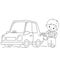 Coloring Page Outline Of cartoon driver with car on petrol station. Images transport or vehicle for children. Coloring book for