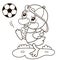 Coloring Page Outline Of cartoon duck or duckling with soccer ball. Football. Sport. Coloring Book for kids