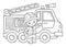 Coloring Page Outline Of cartoon fire truck with fireman or firefighter. Professional transport. Coloring Book for kids