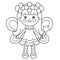 Coloring Page Outline Of cartoon flower fairy with magic wand. Little kind wizard or magician. Fairy tale hero or character.