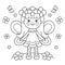 Coloring Page Outline Of cartoon flower fairy with wings. Little kind wizard or magician. Fairy tale hero or character. Coloring