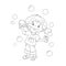 Coloring Page Outline Of cartoon girl blowing soap bubbles