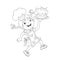 Coloring Page Outline Of cartoon Girl chef with cake