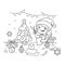 Coloring Page Outline Of cartoon girl making Christmas paper lanterns