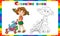 Coloring Page Outline of cartoon girl  playing with doll with stroller. Toys and playground. Coloring Book for kids