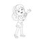 Coloring Page Outline Of cartoon girl singing a song