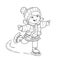 Coloring Page Outline Of cartoon girl skating. Winter sports.