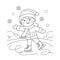 Coloring Page Outline Of cartoon girl skating. Winter sports. Coloring book for kids