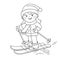 Coloring Page Outline Of cartoon girl skiing. Winter sports. Coloring book for kids.