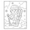 Coloring Page Outline Of cartoon girl with skis. Winter sports.