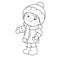 Coloring Page Outline Of cartoon girl. Winter. Coloring book for kids