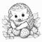 Coloring page outline of cartoon hedgehog with strawberry. coloring book for kids.