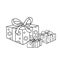Coloring Page Outline Of cartoon holiday gifts. Coloring book for kids.