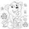 Coloring Page Outline Of cartoon little bear with barrel of honey. Coloring Book for kids