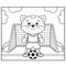 Coloring Page Outline Of cartoon little cat playing soccer. Football game. Coloring Book for kids