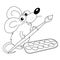 Coloring Page Outline Of cartoon mouse with brush and paints. Little artist. Coloring Book for kids