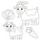 Coloring Page Outline of cartoon nanny goat with kid. Farm animals. Coloring book for kids