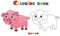 Coloring Page Outline of cartoon pig or swine. Farm animals. Coloring book for kids