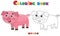 Coloring Page Outline of cartoon pig or swine. Farm animals. Coloring book for kids