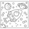 Coloring Page Outline Of a cartoon rocket in space. Coloring book for kids