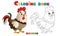 Coloring Page Outline of cartoon rooster. Farm animals. Coloring book for kids