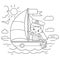 Coloring Page Outline of cartoon sail ship with sailor on the deck. Profession. Coloring book for kids