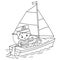 Coloring Page Outline of cartoon sail ship with sailor on the deck. Profession. Coloring book for kids