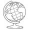 Coloring Page Outline of cartoon school globe. Geography and travel. Coloring book for kids