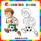 Coloring Page Outline of cartoon Soccer Boy. Coloring Book for kids