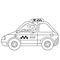 Coloring Page Outline Of cartoon taxi driver with car. Profession - driver. Taxi. Image transport or vehicle for children.