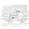 Coloring Page Outline Of cartoon taxi driver with car. Profession - driver. Taxi. Image transport or vehicle for children.