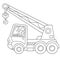Coloring Page Outline Of cartoon truck crane. Construction vehicles. Coloring book for kids