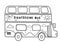 Coloring page outline of cartoon two-floor sightseeing bus. Vector black and white image on white background. Coloring book of