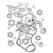 Coloring Page Outline Of Christmas boot or sock with gifts and sweets and with little dog. Christmas. New year. Coloring Book for