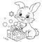 Coloring Page Outline Of cute bunny or rabbit with gifts. Christmas. New year. Coloring book for kids