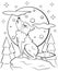 Coloring page outline of cute cartoon wolf howling at the moon. Coloring book of forest wild animals for kids